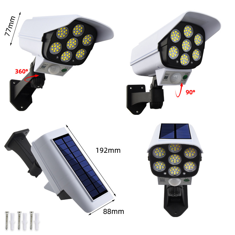 Outdoor Waterproof LED Solar Street Flood Light 80 Garden Security Wall Motion Sensor IP65 ABS Simulation Fa Ke Surveillance