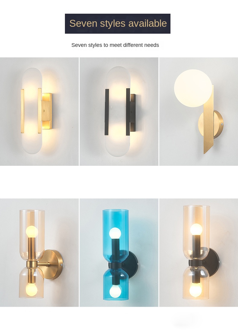 Nordic Creative LED Wall Lamp Light Luxury New Style for Bedroom Living Room Hotel Guest Room Iron Body Wall Lamp Simplicity