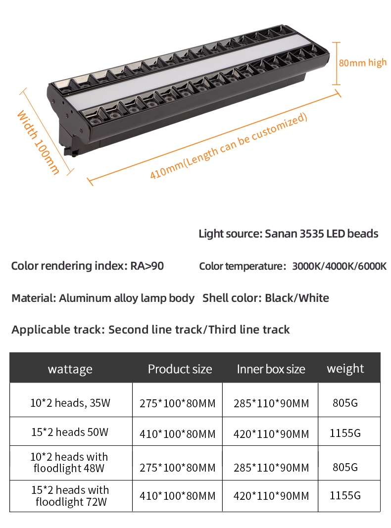 2024 Modern LED Track Light Tunable Spot Adjustable Direction Lamp for Supermarket Superb Linear Track Lighting