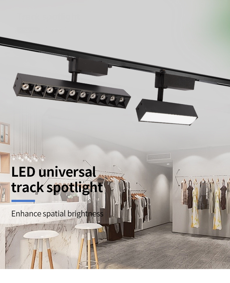 Modern 10W 20W 30W Commercial Cob LED Track Linear Lamp Adjustable Angle Aluminum Body Rail Light for Shop Lighting