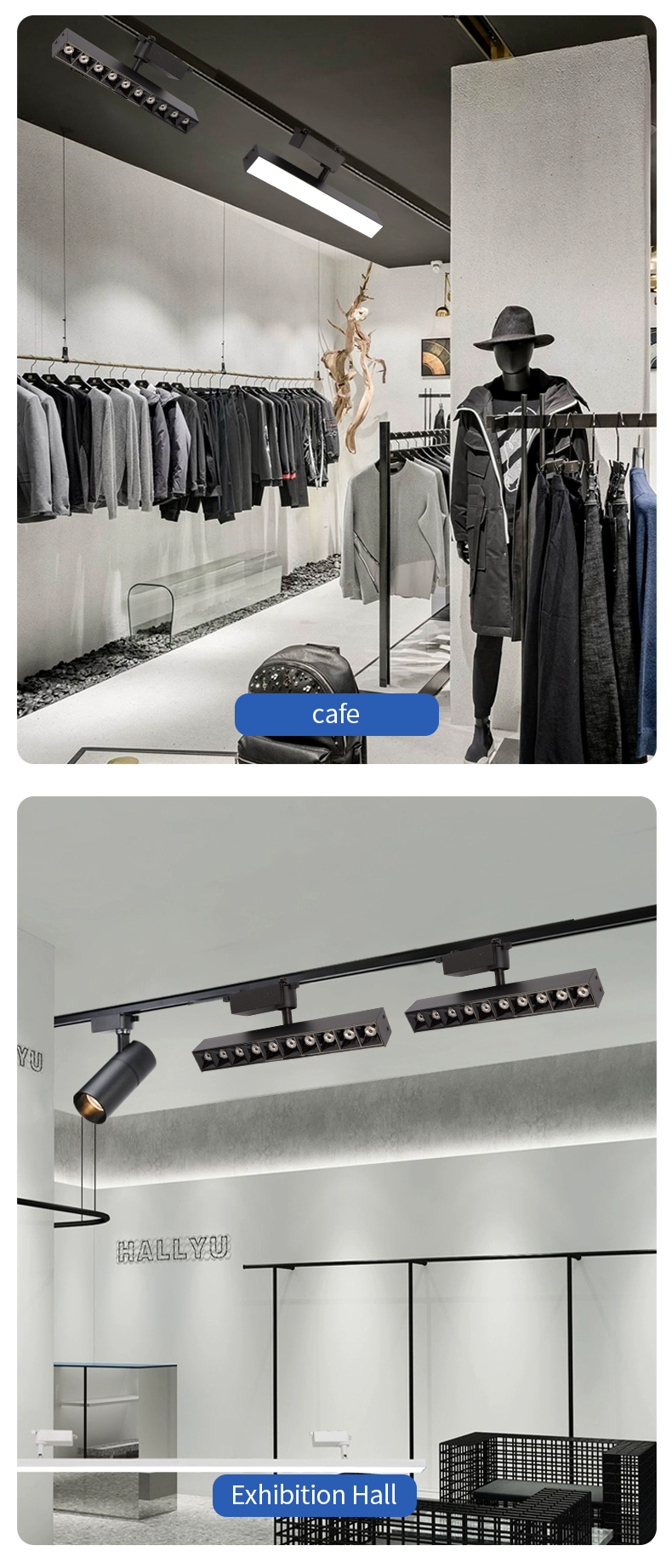 Modern 10W 20W 30W Commercial Cob LED Track Linear Lamp Adjustable Angle Aluminum Body Rail Light for Shop Lighting