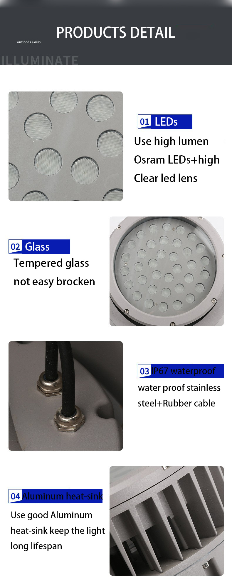 IP67 Aluminium Die Casting Asymmetric LED Ground Light  Waterproof Outdoor Garden Path Spot Recessed Landscape Underground Light