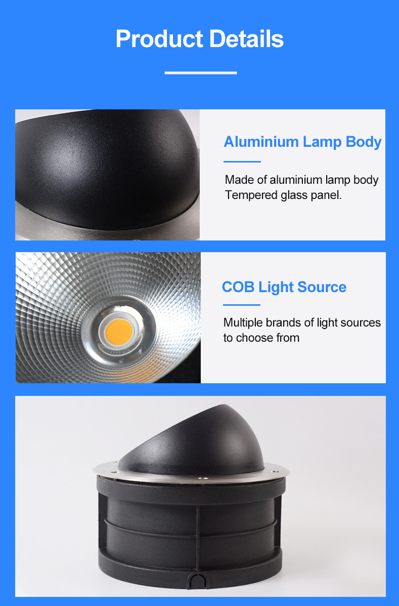 RGB COB Aluminium Garden Spotlight IP65 Rated LED Underground Decorative Lighting for Yard Home Party Buried Lamp