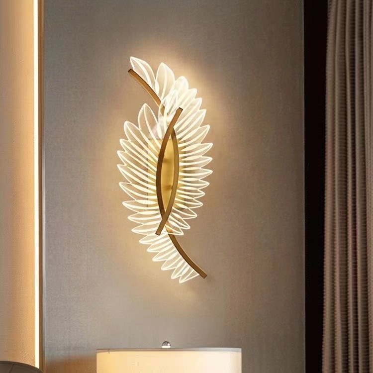 Modern Simple Creative Nordic Light Luxury Background Wall Bed Wall Lamp Feather wings Decorative Staircase Aisle Light