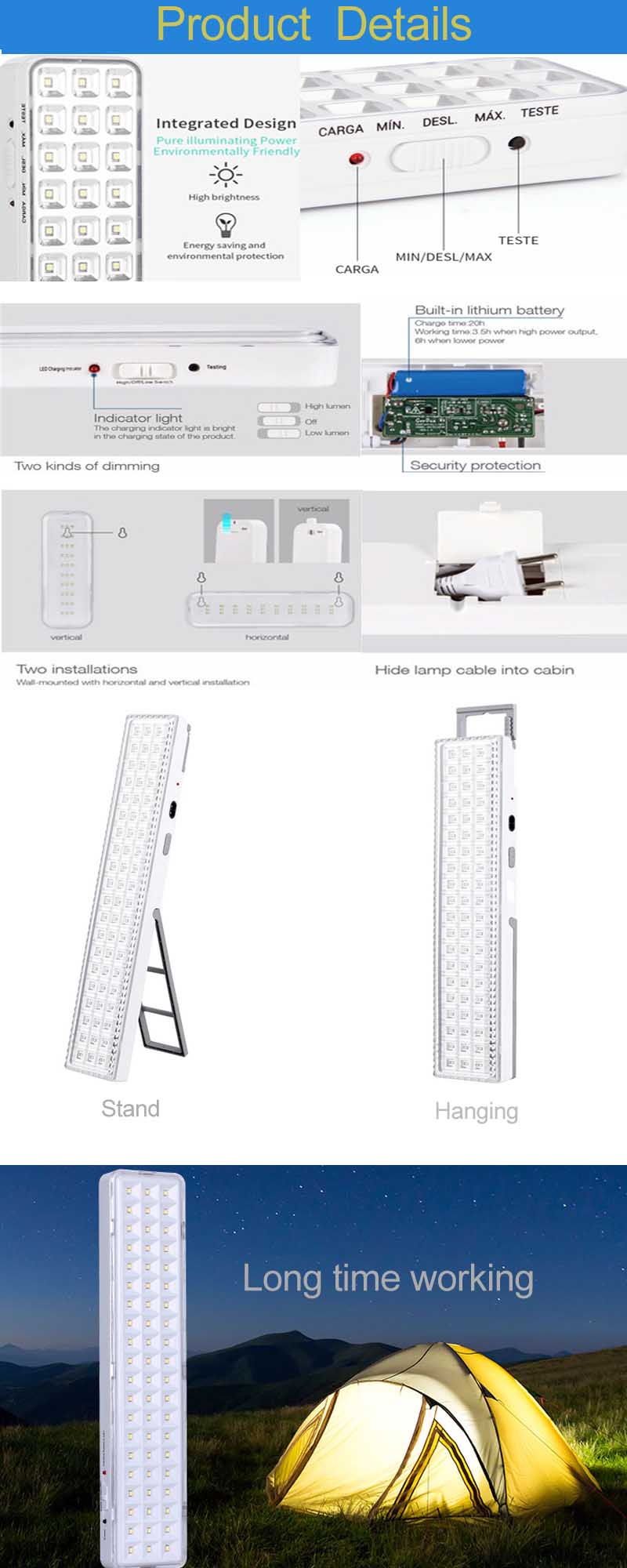 30Led 60Led 80Led 90Led 120 Led Rechargeable Lamp Led Camping Light
