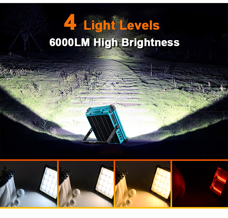 Portable Solar Camping Lantern Light Outdoor Portable White Light Tent Lamp  46W Solar Flood Light