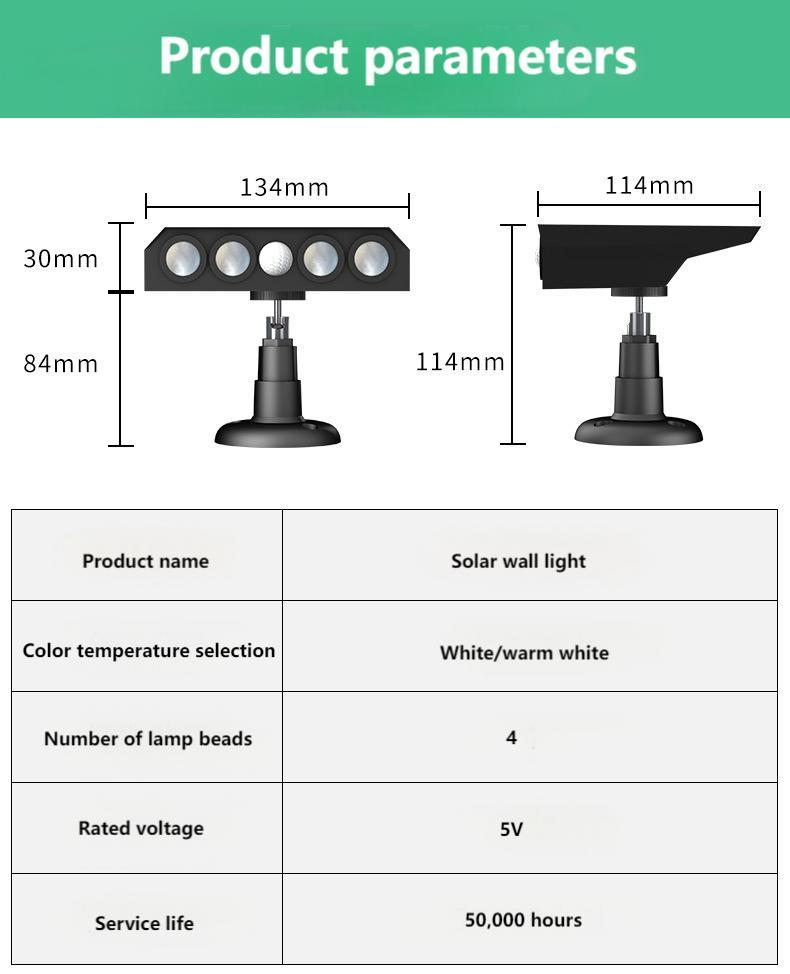 Super Bright IP65 Waterproof Solar Wall LED Garden Lights DC Landscape Intelligent Human Sensing Simulation Camera Anti-theft