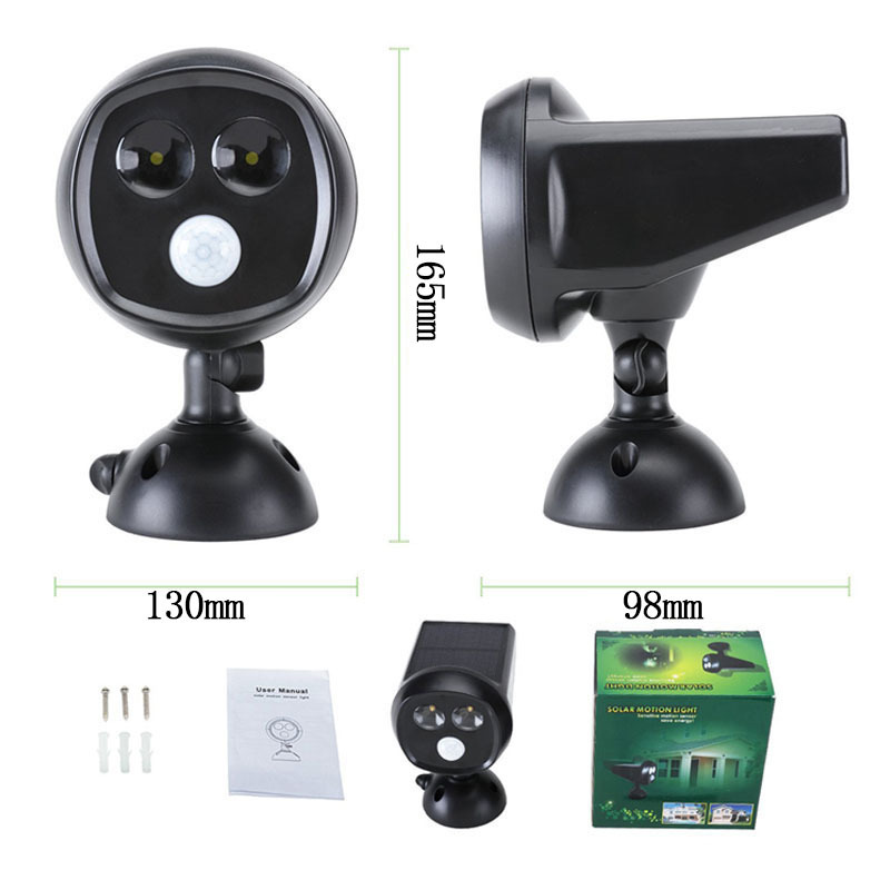 Outdoor Rotatable 2LED Floodlight IP65 Rating for Garden & Fence Wall Lighting Solar Induction Wall Light