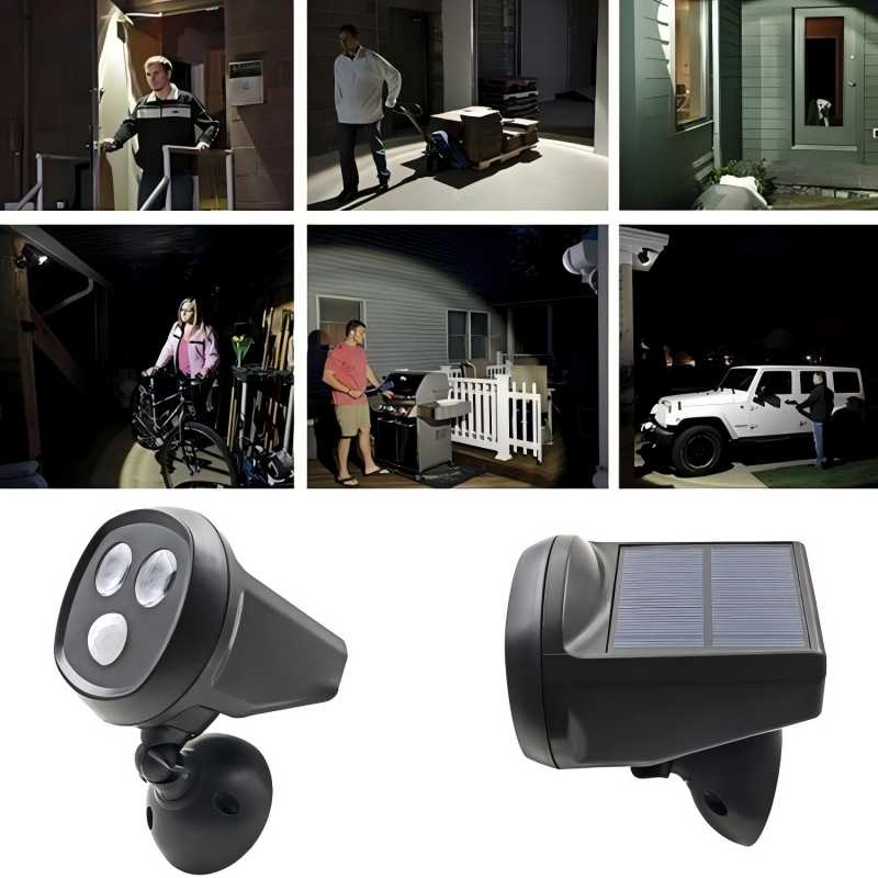 Outdoor Rotatable 2LED Floodlight IP65 Rating for Garden & Fence Wall Lighting Solar Induction Wall Light