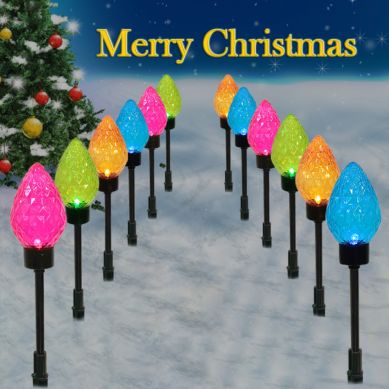 Large Strawberry Design LED Solar Garden Lights Waterproof One Twelve Christmas Lights for Lawn Ground Decorations IP65