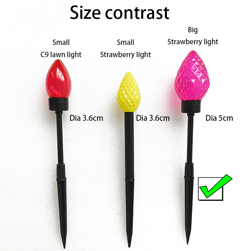 Large Strawberry Design LED Solar Garden Lights Waterproof One Twelve Christmas Lights for Lawn Ground Decorations IP65