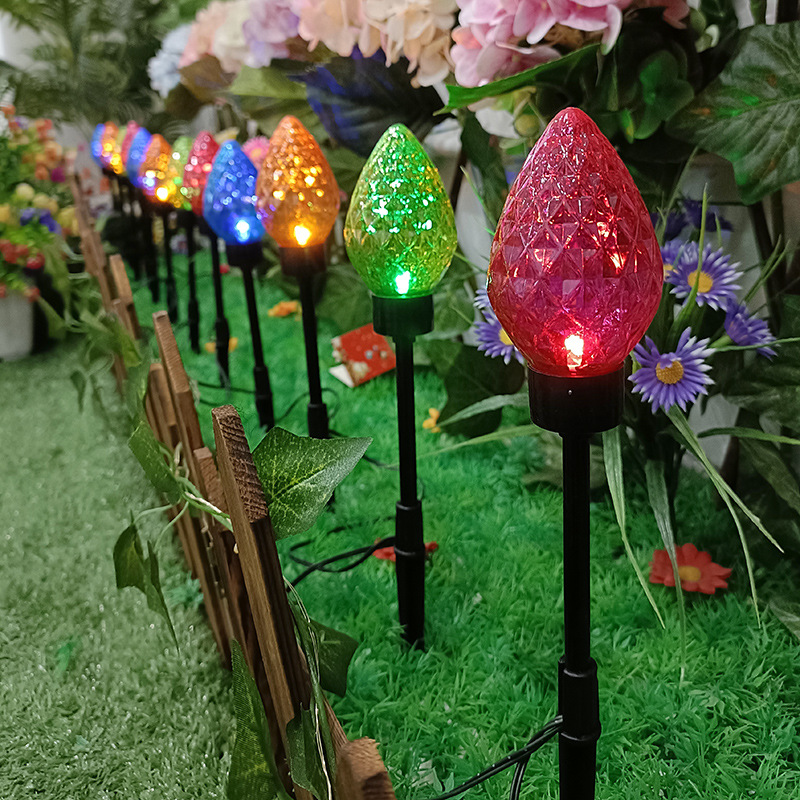 Large Strawberry Design LED Solar Garden Lights Waterproof One Twelve Christmas Lights for Lawn Ground Decorations IP65