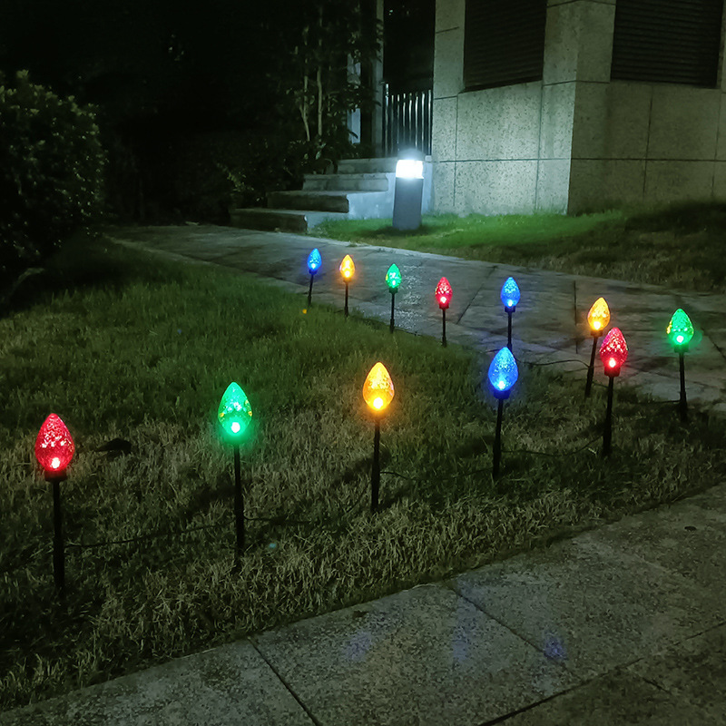 Large Strawberry Design LED Solar Garden Lights Waterproof One Twelve Christmas Lights for Lawn Ground Decorations IP65