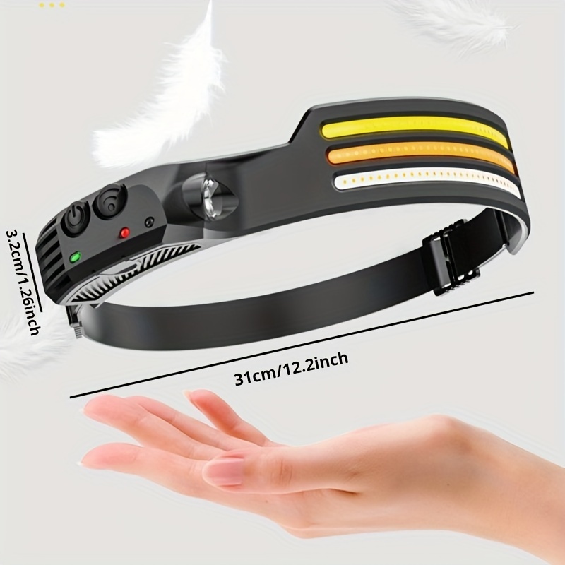 LED COB Rechargeable Headband Light Super Bright USB Rechargeable Head Torch with 5 Lighting Modes Flashlight Headlamp