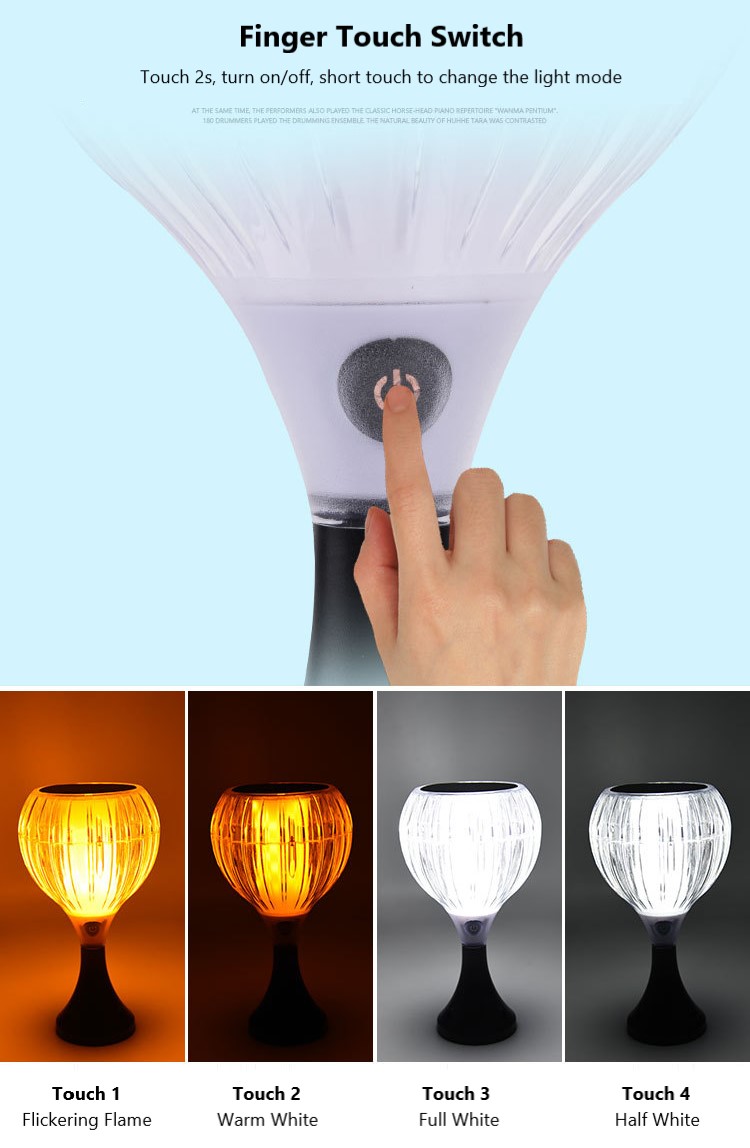 Solar Garden Light Outdoor Flickering Flame Effect Plastic LED Decorative Solar Lawn Light with 4 Light Mode