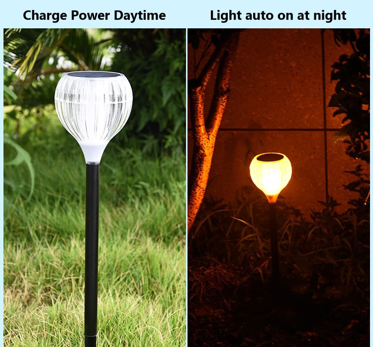 Solar Garden Light Outdoor Flickering Flame Effect Plastic LED Decorative Solar Lawn Light with 4 Light Mode