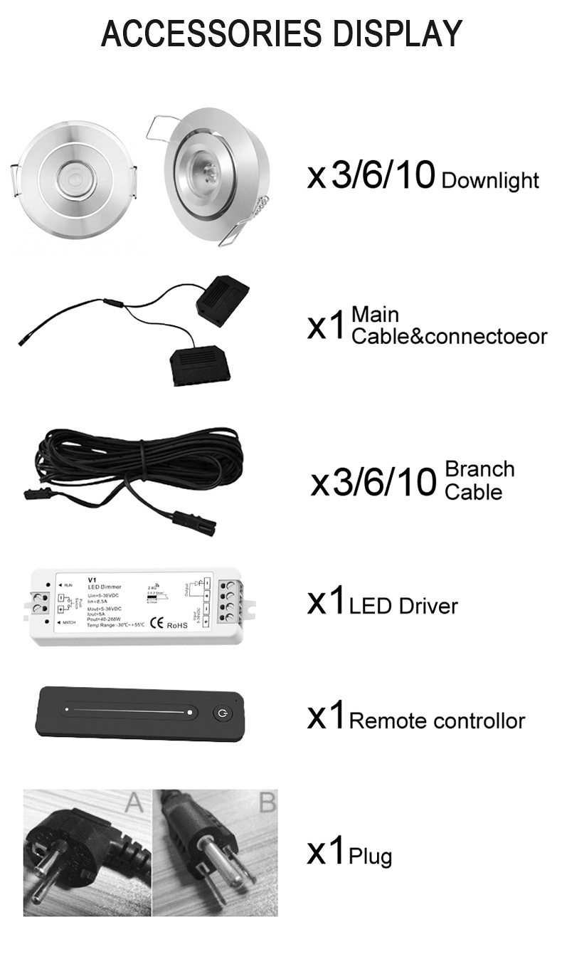 Modern 3w Aluminum Mini LED Spot Light Dimmable 30mm LED Downlight with Wireless Remote Co<i></i>ntrol for Smart Home Lighting