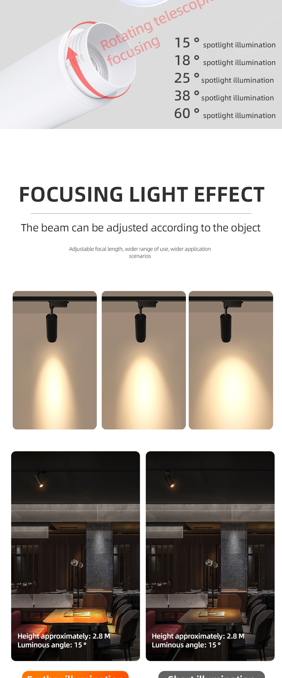 Modern LED Track Light Die Cast Aluminum Material FocusingSpotlight Indoor Adjustable Angle Clothshop Atmosphere Rail Track Lamp