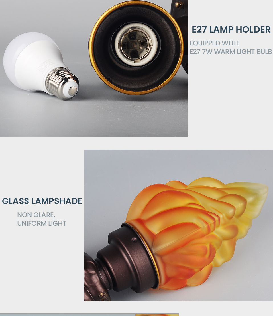 Dingdian LED Set of 2 Unique Design Torch Shaped and Fist-Shaped Bracket Decor Wall Light Outdoor Industrial Vintage Wall Lamp