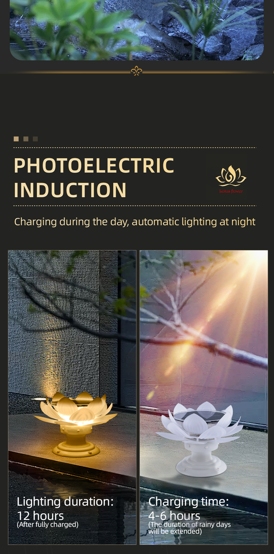 Dingdian LED Solar Lotus Lamp Outdoor Waterproof IP65 Solar Lighting Color Garden LED Night Lighting RGB Ce Terrace Lamp 80 1000