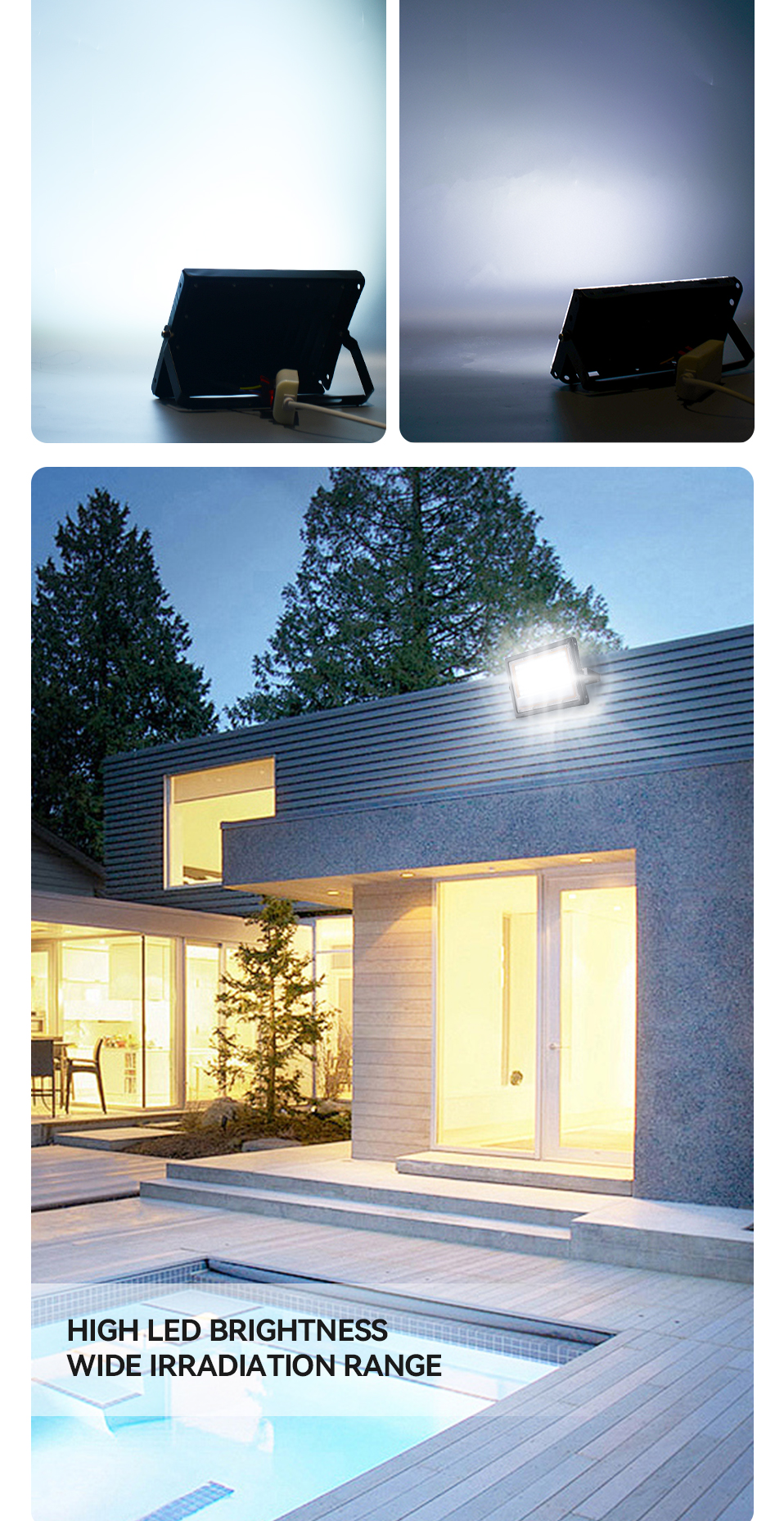 Dingdian 50W High Brightness  LED Floodlight AC185-265V Hot Sale Outdoor Wall-Mounted Iron Lamp for Garden & Street IP65 Rating