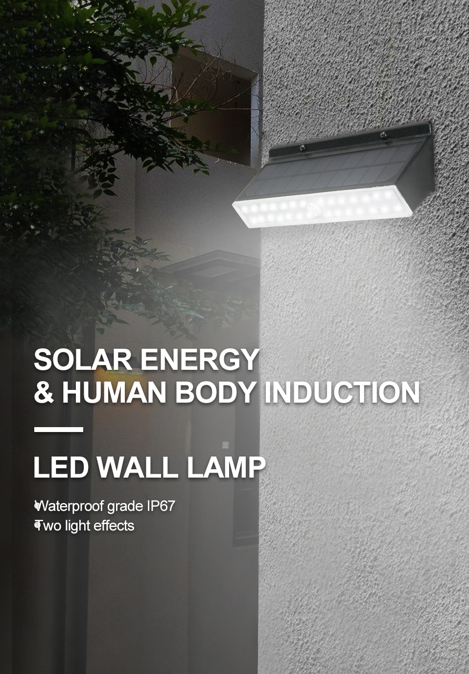 NEW Creative 28w+16w LED Source Garden Lamps IP67 Waterproof Solar Security Wall Light Outdoor Solar Wall Lights for Garden