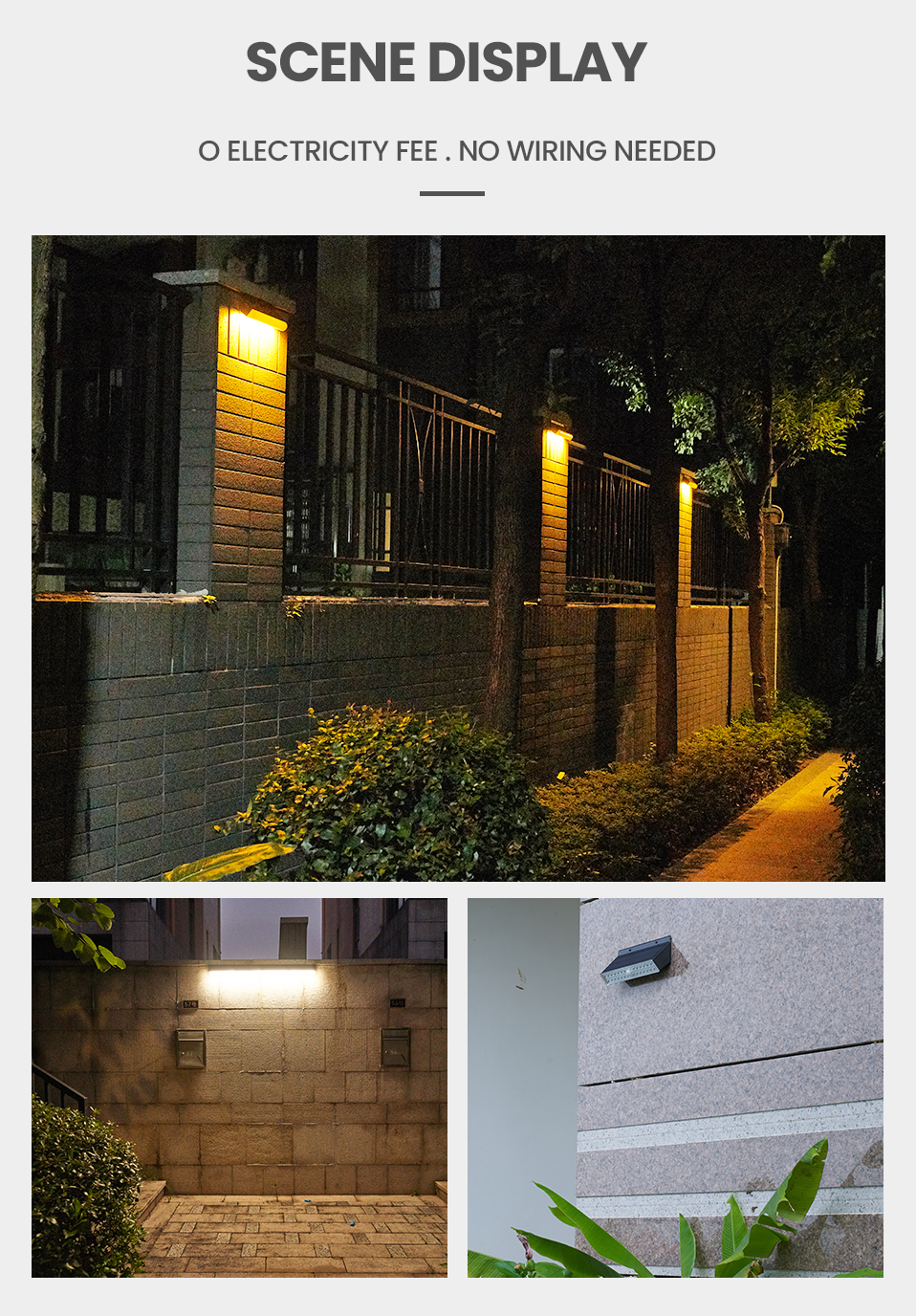 NEW Creative 28w+16w LED Source Garden Lamps IP67 Waterproof Solar Security Wall Light Outdoor Solar Wall Lights for Garden