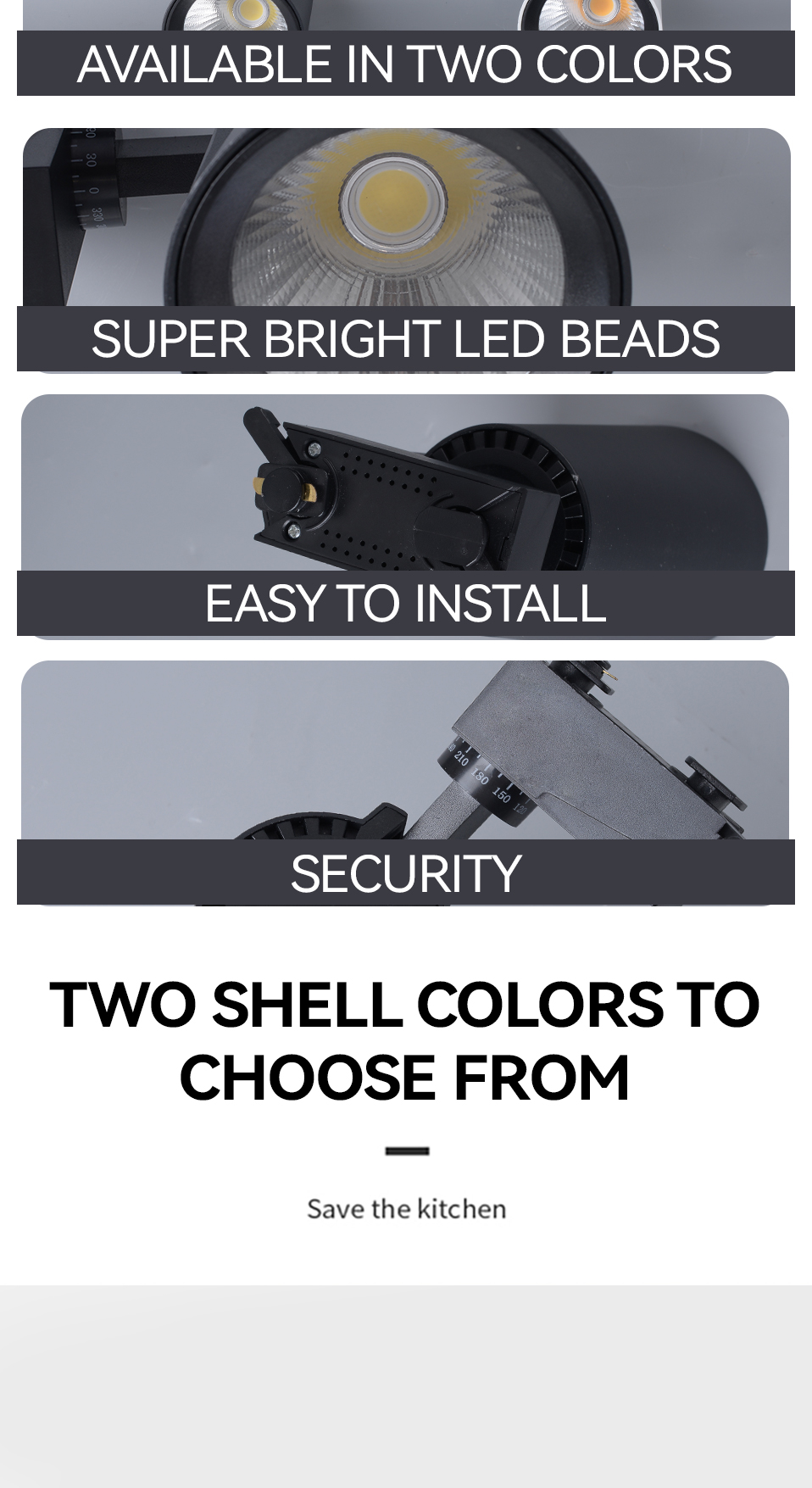 NEW Commercial Lighting COB LED Track Light Angle Adjustable Clothshop Rail Spotlight 30W Focus Lamp Retail Spot Lighting