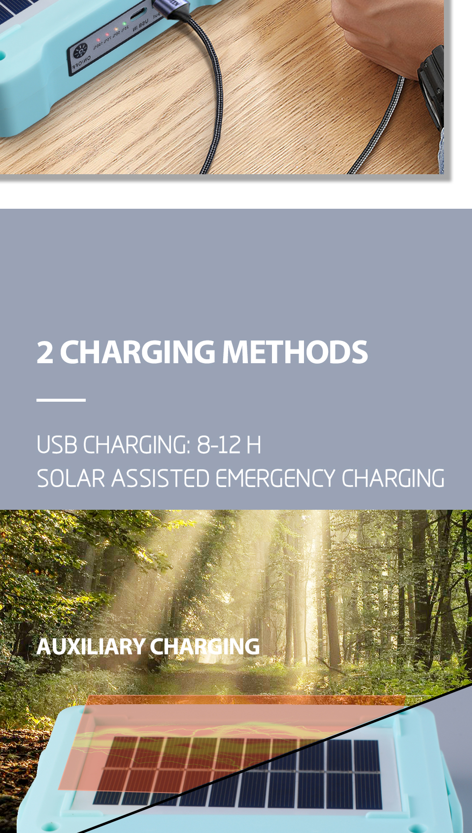 NEW Rechargeable Solar Flood Light Outdoor Portable LED Reflector Spotlight Emergency Worklight Fishing Waterproof Camping Lamp