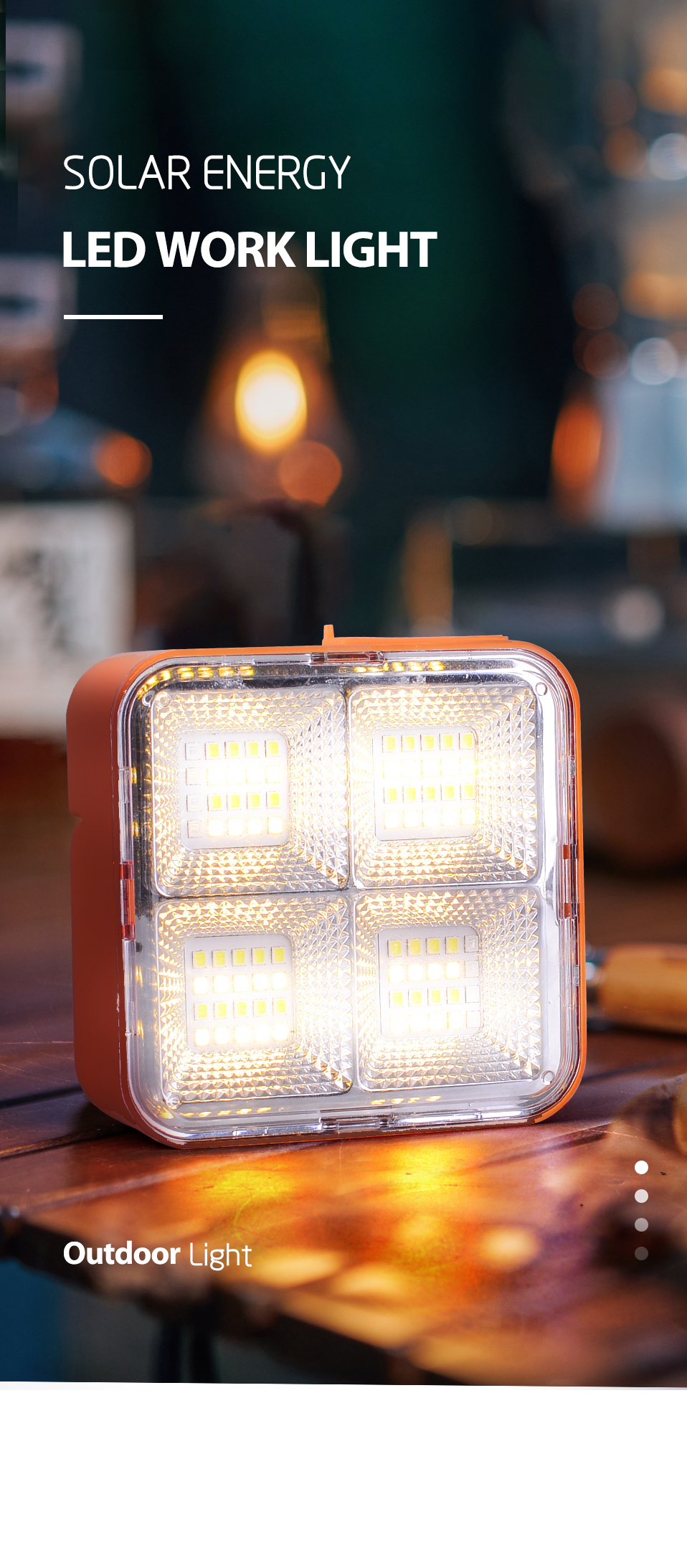 NEW Solar Powered Battery Operated Emergency Usb Rechargeable Powerbank Solar Rechargeable Led Work Light for Outdoor Camping
