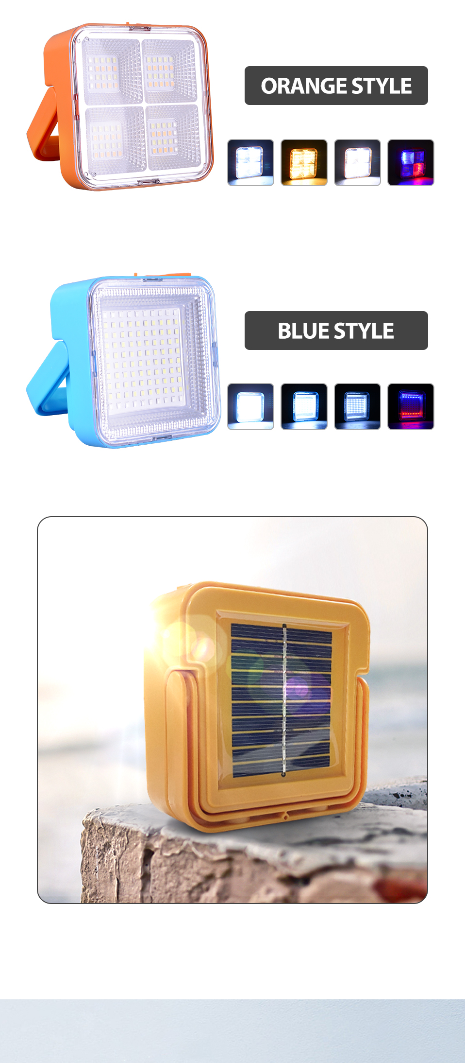 NEW Solar Powered Battery Operated Emergency Usb Rechargeable Powerbank Solar Rechargeable Led Work Light for Outdoor Camping