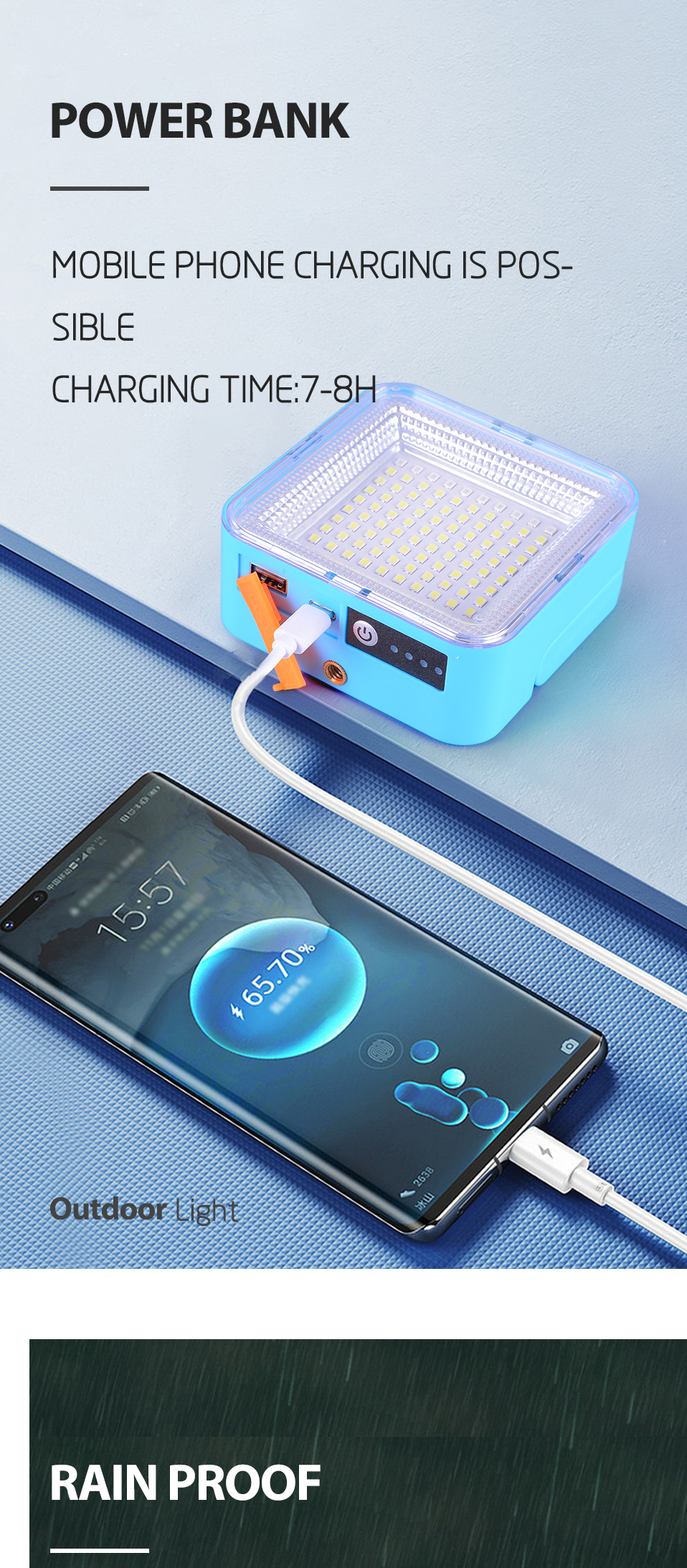 NEW Solar Powered Battery Operated Emergency Usb Rechargeable Powerbank Solar Rechargeable Led Work Light for Outdoor Camping