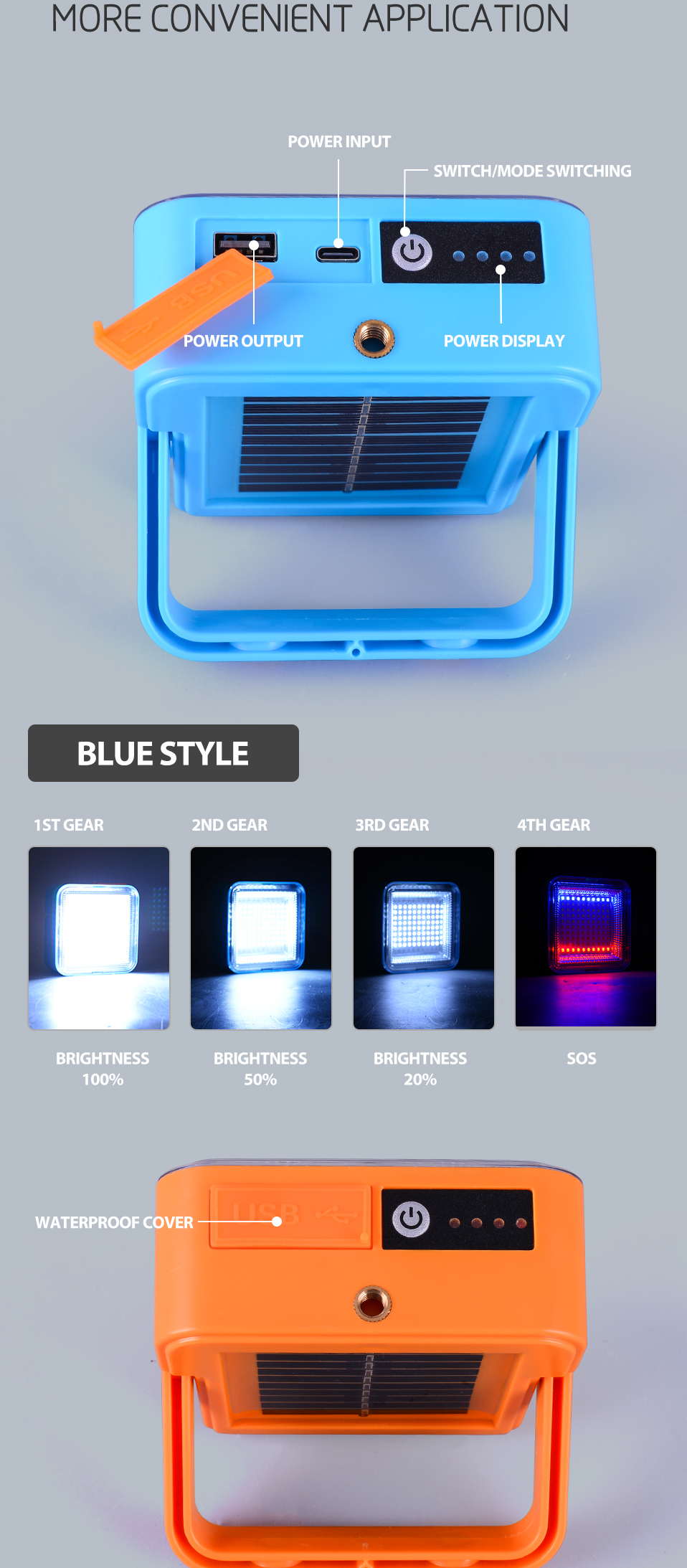 NEW Solar Powered Battery Operated Emergency Usb Rechargeable Powerbank Solar Rechargeable Led Work Light for Outdoor Camping