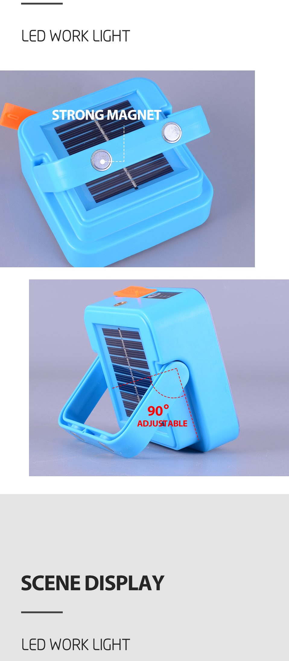 NEW Solar Powered Battery Operated Emergency Usb Rechargeable Powerbank Solar Rechargeable Led Work Light for Outdoor Camping