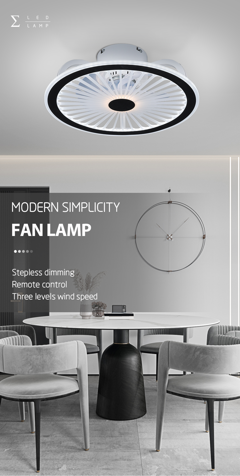 Dingdian LED NEW Modern 80W Fan Light Lamp Stepless Dimming&2.4G Remote Co<i></i>ntrol APP Co<i></i>ntrol Stepless Dimming LED Ceiling Fan