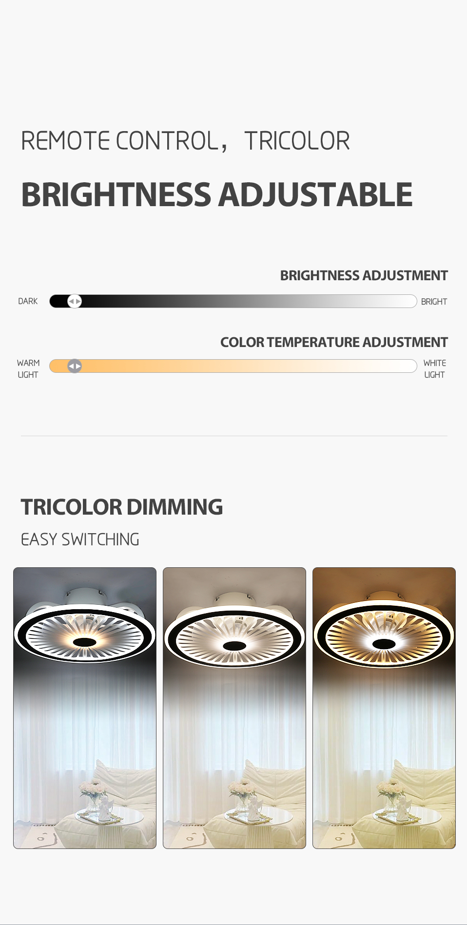 Dingdian LED NEW Modern 80W Fan Light Lamp Stepless Dimming&2.4G Remote Co<i></i>ntrol APP Co<i></i>ntrol Stepless Dimming LED Ceiling Fan