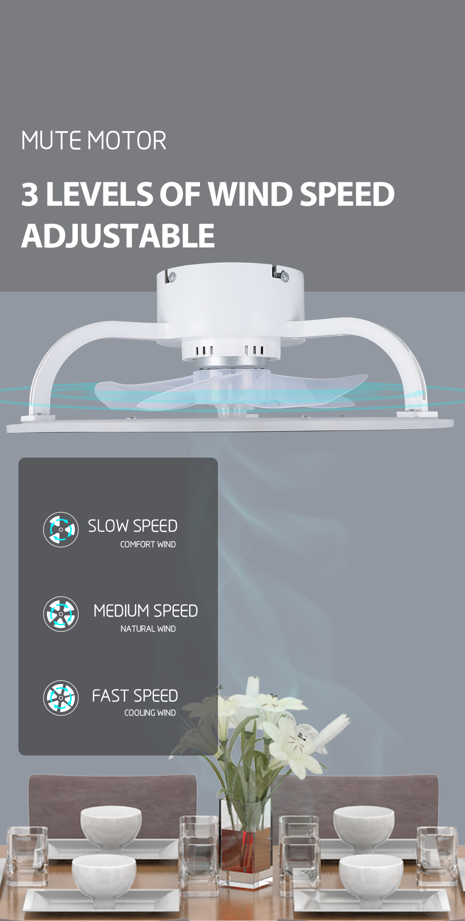 Dingdian LED NEW Modern 80W Fan Light Lamp Stepless Dimming&2.4G Remote Co<i></i>ntrol APP Co<i></i>ntrol Stepless Dimming LED Ceiling Fan