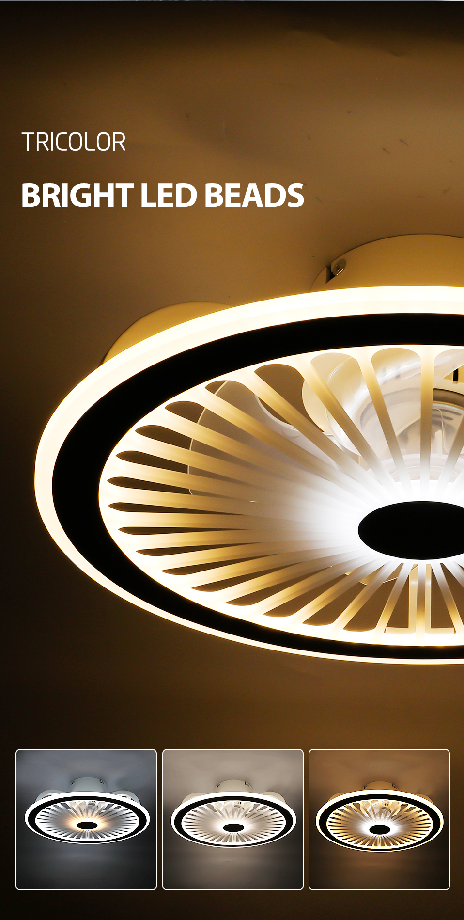 Dingdian LED NEW Modern 80W Fan Light Lamp Stepless Dimming&2.4G Remote Co<i></i>ntrol APP Co<i></i>ntrol Stepless Dimming LED Ceiling Fan
