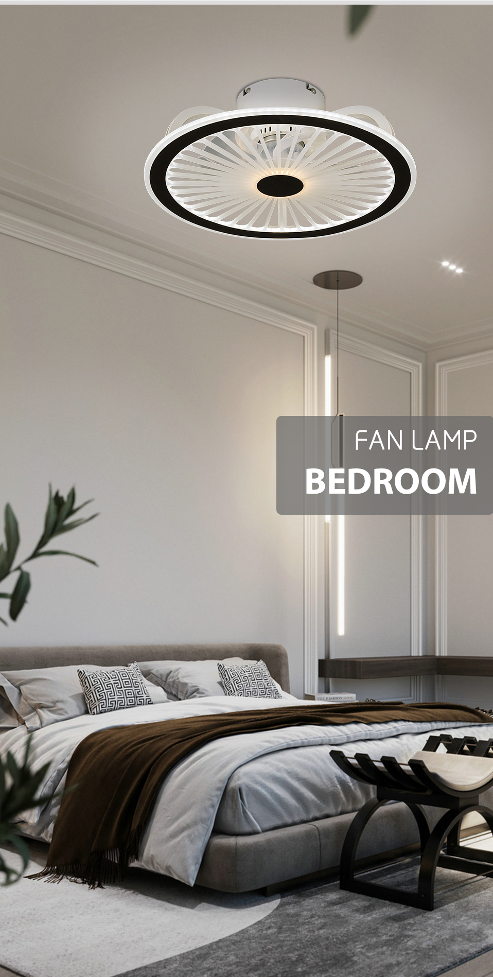 Dingdian LED NEW Modern 80W Fan Light Lamp Stepless Dimming&2.4G Remote Co<i></i>ntrol APP Co<i></i>ntrol Stepless Dimming LED Ceiling Fan