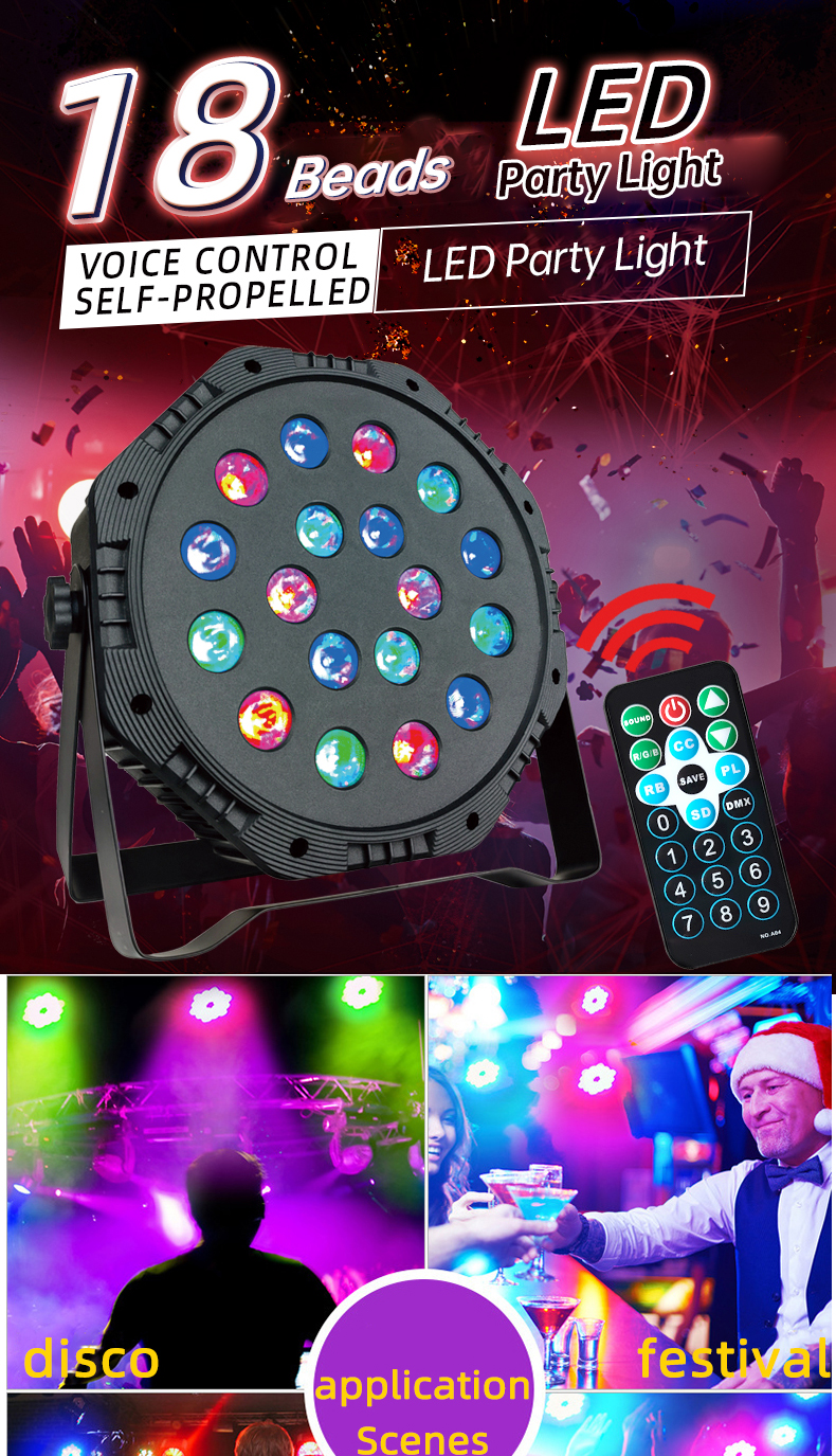 18 Beads RGBW Sound Activate DMX512 Par Stage Lights 54X3W Stage Lighting for Wedding DJ Disco LED PC 80 7 Channels Dingdian LED