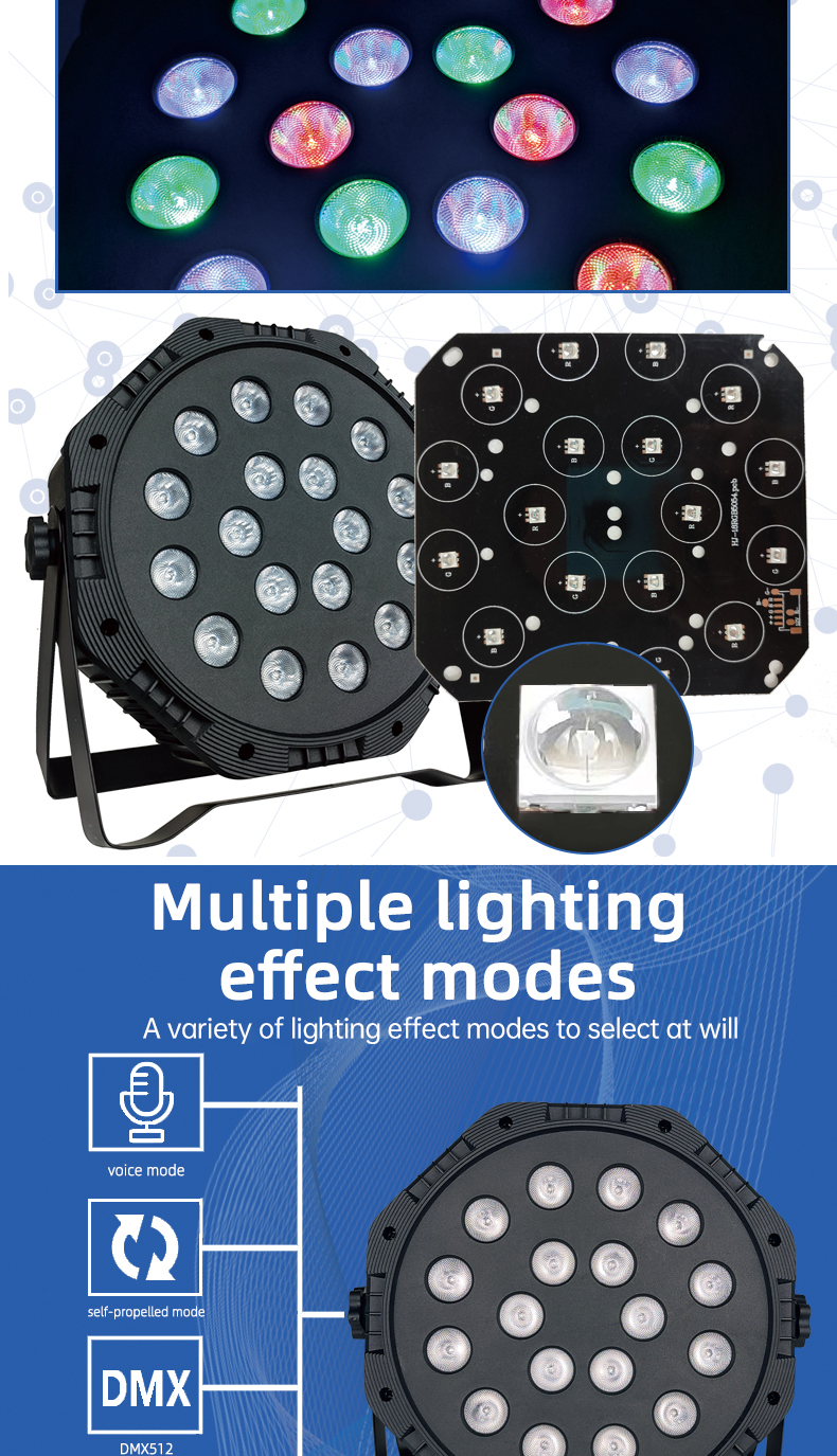 18 Beads RGBW Sound Activate DMX512 Par Stage Lights 54X3W Stage Lighting for Wedding DJ Disco LED PC 80 7 Channels Dingdian LED