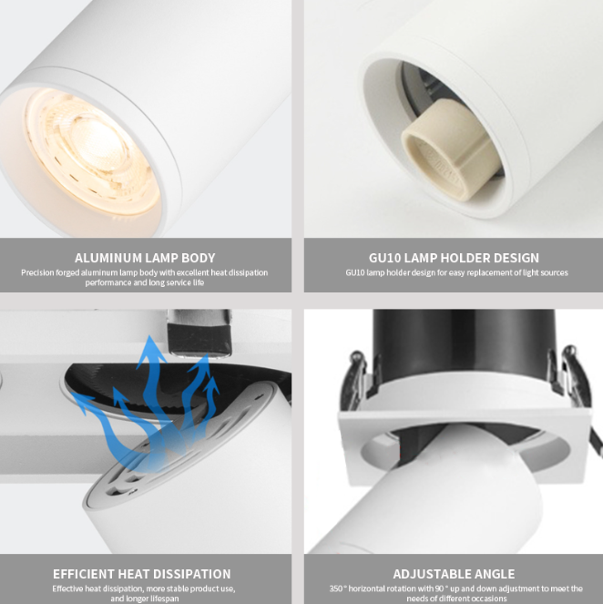 Modern Design GU10 LED Adjustable Downlight Aluminum Mini Spot Light for Home 220V Surface Mounted for Living Room & Hotel