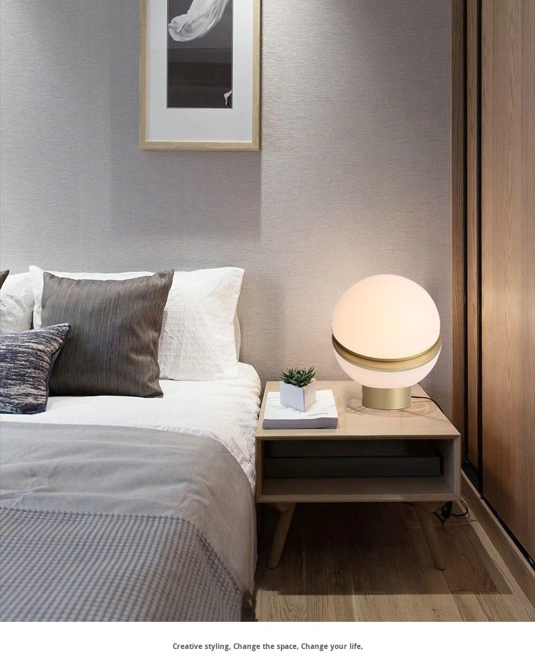 Modern Minimalist LED Table Lamp Dislocation Ball Acrylic Moon Design Bedroom or Study Electric Power Supply
