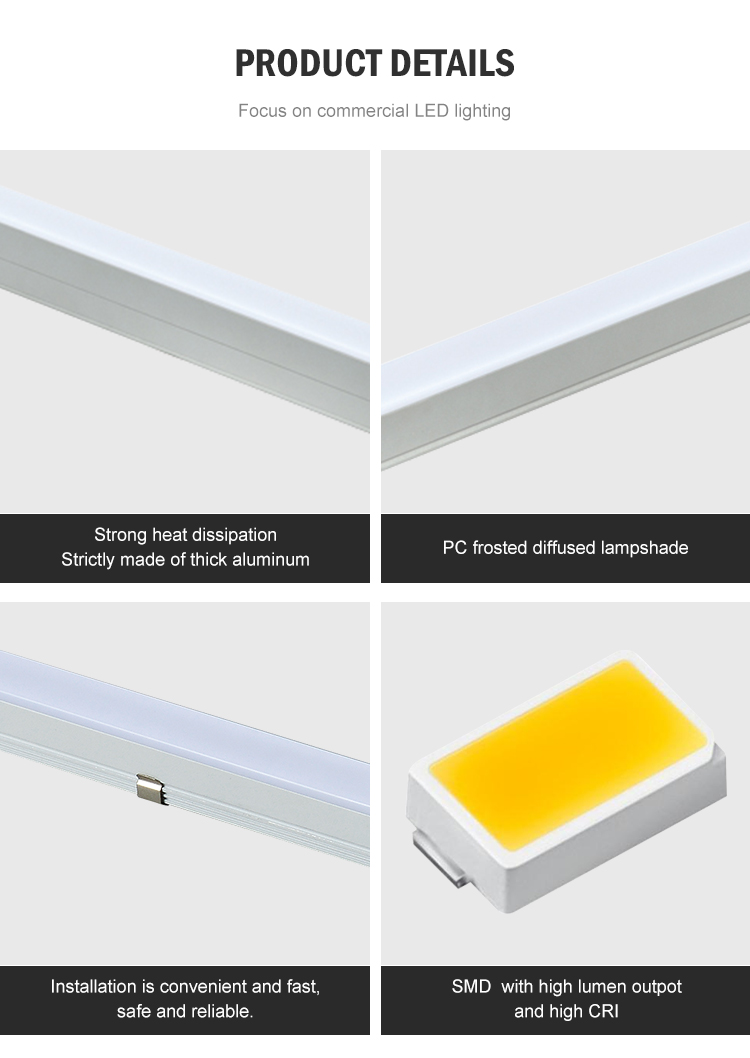 High Quality Home Office Schools Aluminum Ip65 Waterproof Surface Mounted 12w 24w Led Linear Light