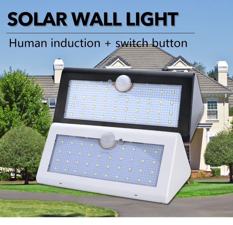 Morden 4W Solar Powered LED Wall Light Polysilicon Solar Panel IP65 Outdoor Warm White Garden Light ABS Body 3000K CCT 3.7V