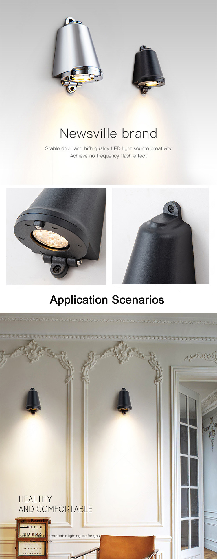 Aluminum Wall Lamp Simple Down Lights Wall Sco<i></i>nce Living Room Bedroom Aside Corridor Stairs Wall Lights