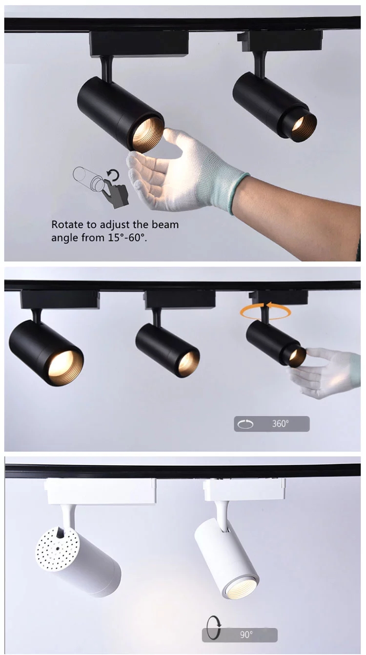 Variable Focus Modern Design Led Track Lights Cob Zoomable Magnetic Track Lighting System 20w for Indoor Lighting