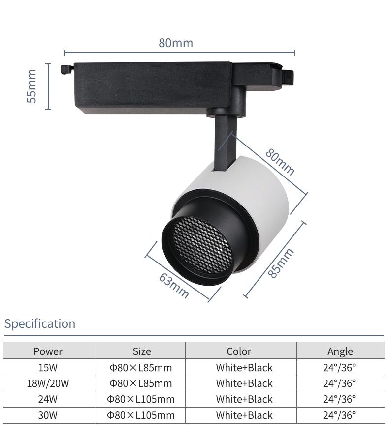 Aluminum Profiles Tracklight Unique Design Easy to Install Led Cob Track Light 18W 20W 24W Adjustable Track Lighting