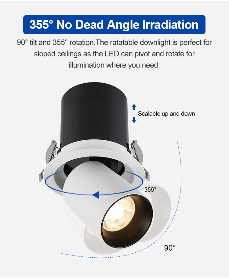 Commercial 25 Adjustable Led Downlight White Color Spotlights Adjustable Led Recessed Downlight Double Cob Downlight