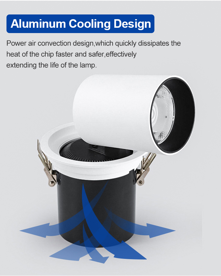 Commercial 25 Adjustable Led Downlight White Color Spotlights Adjustable Led Recessed Downlight Double Cob Downlight